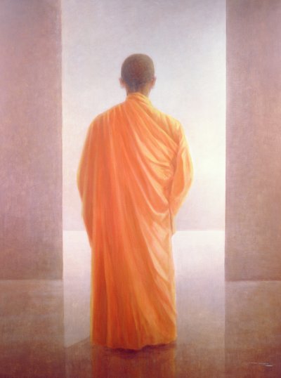 Young Monk, Back View, Vietnam by Lincoln Seligman
